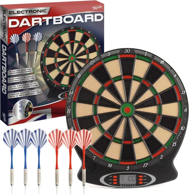 Electronic Dartboard with LED Digital Score Board 28Games Storage Cabinet