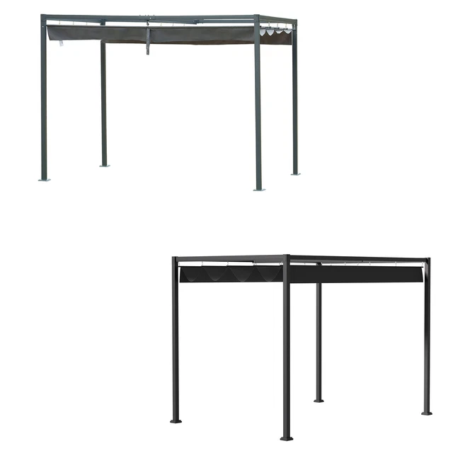 Soontrans Pergola 3x3 M Mit Schiebedach - Garten Pavillon Aus Stahl & Polyester