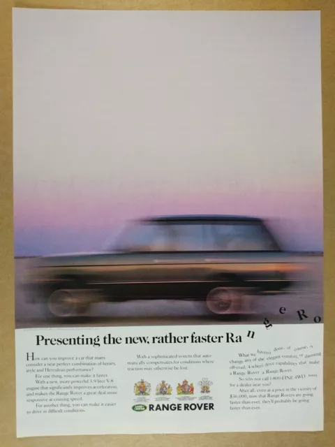 1989 Range Rover Classic 'the new, rather faster' vintage print Ad
