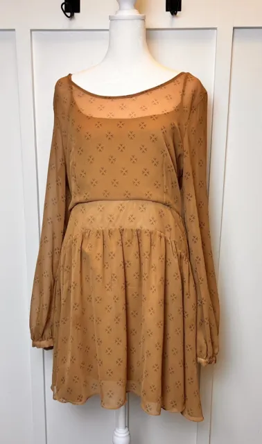 Free People Women's Baby Dee Chiffon Sheer Fit & Flare Mini Dress Size Large