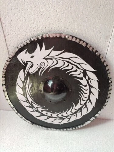 Medieval Round Shield Viking Armor Wooden Larp Steel Warrior 24 " Shield