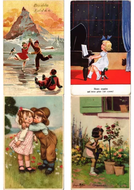 CHILDREN GREETINGS Mostly ARTIST SIGNED 100 Vintage Postcards (PART 1.) (L5458)