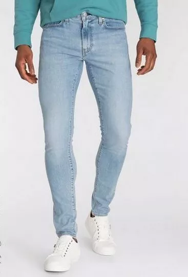 Levi's Skinny Taper Herren Jeans Stretch Denim Hose Light Blue Used Slim Fit L34