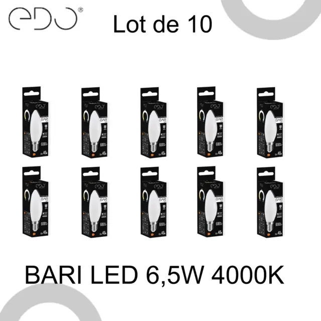 Lot de 10 Ampoule BARI LED 6,5W, E14, 4000K, 600lm, 220-240V