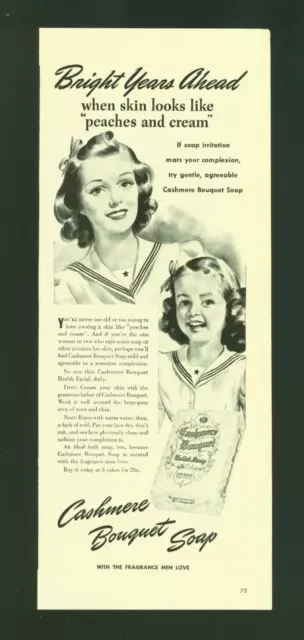 Cashmere Bouquet Soap / Albolene Cleansing Cream Vintage 1941 One Page Print Ad