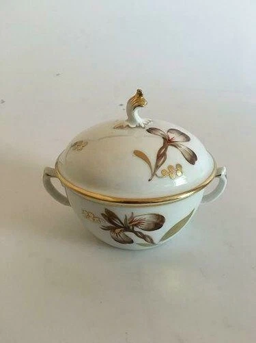 Royal Copenhagen Braune Iris Zuckerdose No 9178