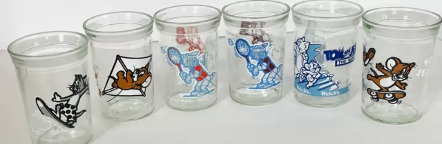 Welch’s Tom Jerry Jelly Glass Set 6 Surf Skate Movie Kite Tennis 1990 1991 93 90