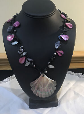 Abalone Shell Amethyst Purple Gemstone Handmade Fashion Jewelry 24”