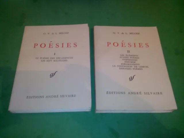 O.V. de L. Milosz - Poésies, T.I (1981) & T.II (1989) - Ed. André Silvaire (EO)