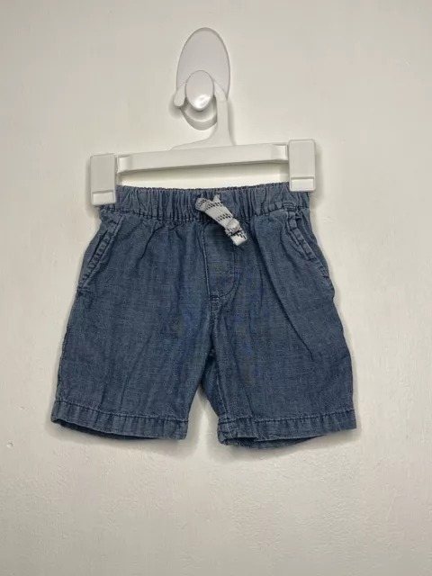 Carters Chambray Shorts Boys Size 2T Elastic Waist Pull On Drawstring