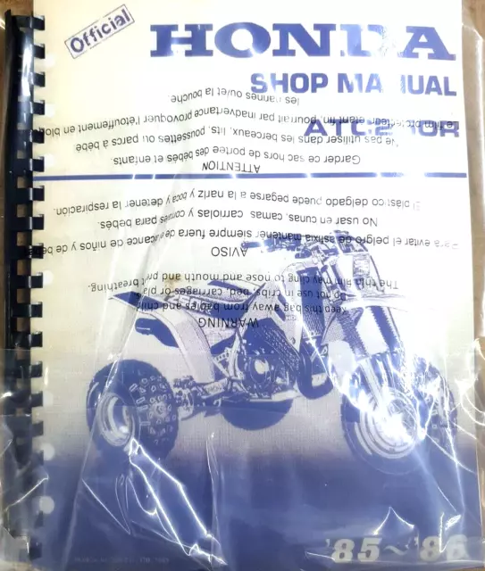 Service Shop Manual Honda ATC250R 85-86 (remanufactured)