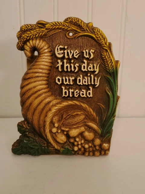 Vintage Napkin Holder tough plastic wood look with  Prayer 6" tall