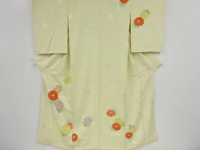 36155# Japanese Kimono / Antique Kimono / Embroidery / Ume Blossom & Kiku