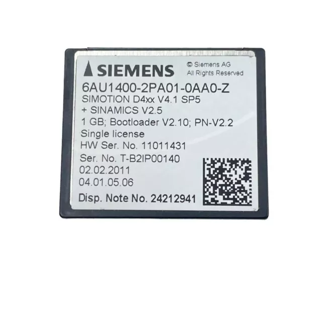 Siemens 6AU1400-2PA01-0AA0-Z Simotion Drive-Based 1GB Compact Flash Card