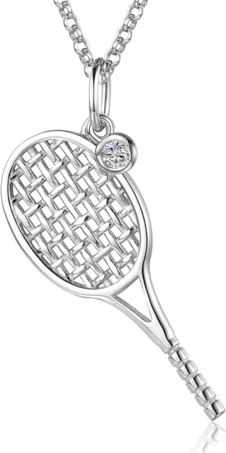 Tennis Racket Necklace for Women 925 Sterling Silver Tennis Ball Racquet Sports