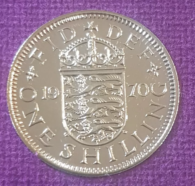 1970 Proof English Shilling Coin Queen Elizabeth Ii