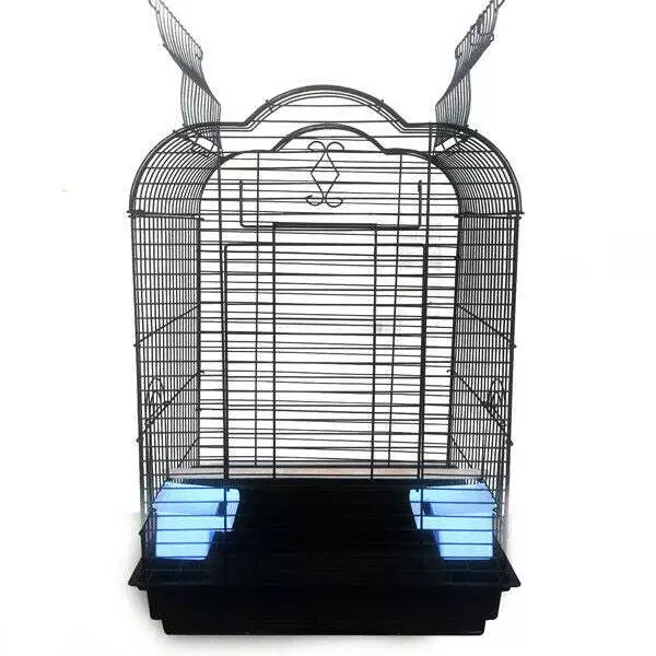 Pet Bird Cage Parrot Aviary Canary Budgie Finch Perch Black Portable Metal