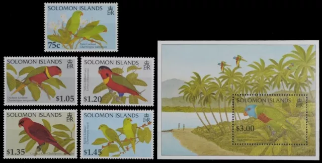 Salomoninseln 1996 - Mi-Nr. 904-908 & Block 44 ** - MNH - Vögel / Birds