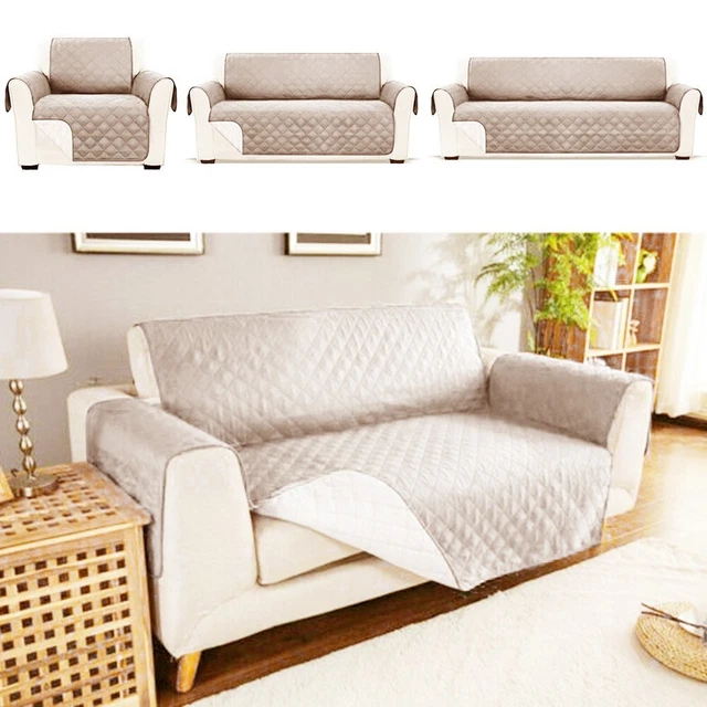 Housse De Canapé Anti-taches Matelassée - Motif Carreaux Beige Pays De Galles - Imperméable - Tailles 1 à 4 Places - 5