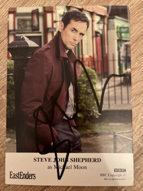 BBC EastEnders Steve John Shepherd Michael Moon Hand Signed Cast Card Autograph