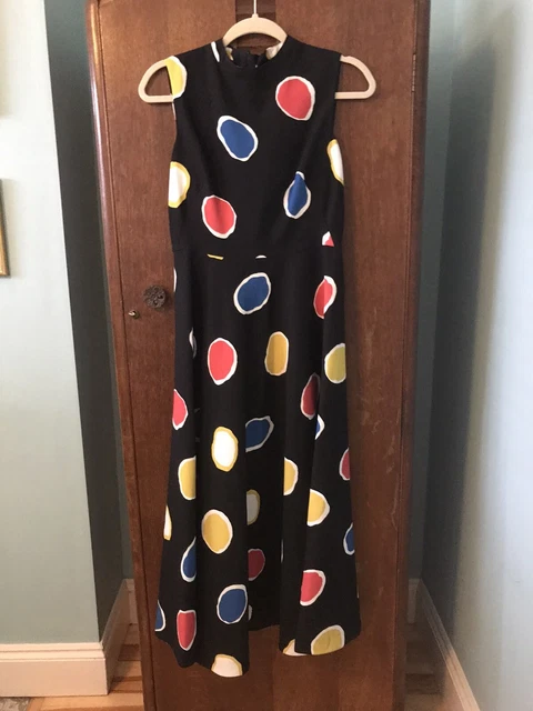 LK BENNETT DR Avery Navy Dress Polka Dot Size 8 Immaculate