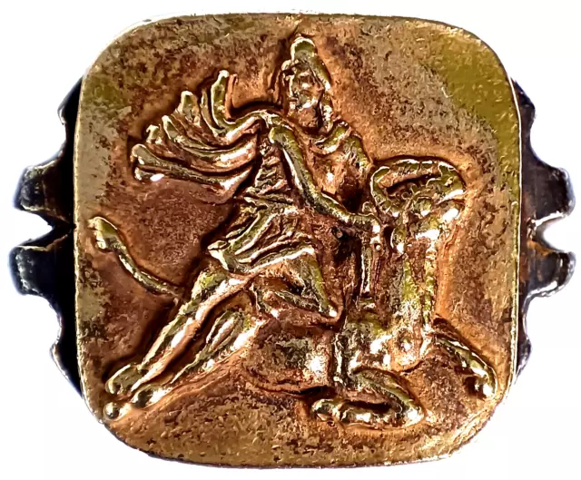6th/4th century BC Ancient Greek Spartan army Gold Silver Ring Goddess Mitra