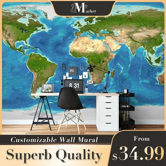 GEOLOGIC MAP MAPS World Map 3D Wall Mural Designer Removable Wallpaper