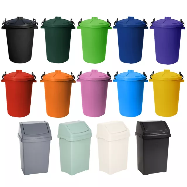 25L/50L Plastic Waste Storage Rubbish Bin Home/Kitchen/Garden Dustbin Assorted