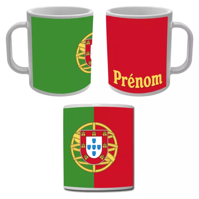 Mug Tasse Portugal drapeau portugais personnalisé avec le prénom de votre choix