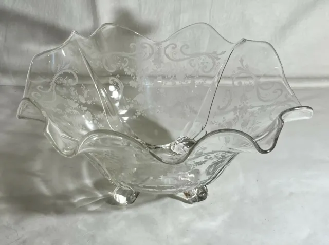 Cambridge Crystal Chantilly 12" 4 Footed Oblong Crimped Console Bowl