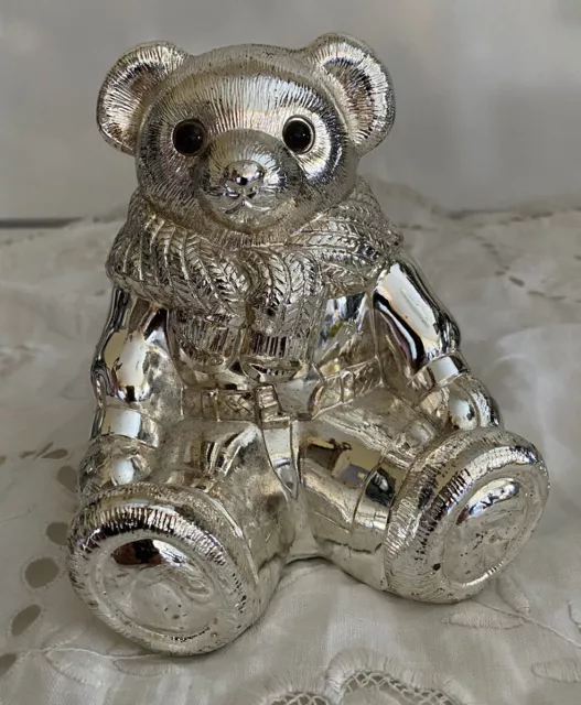 RALPH LAUREN Genuine Silver-Plate Teddy Bear Coin Bank