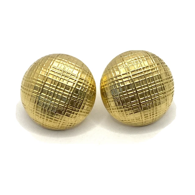 Ben-Amun Vintage 1980’s Brushed Gold Clips Earrings Textured Buttons Rare