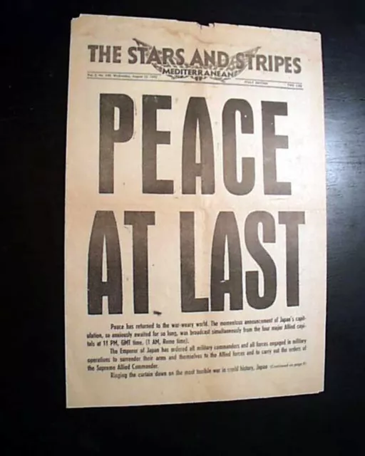 Best JAPAN SURRENDERS Quit V-J Day World War II WWII ENDS Peace 1945 Newspaper