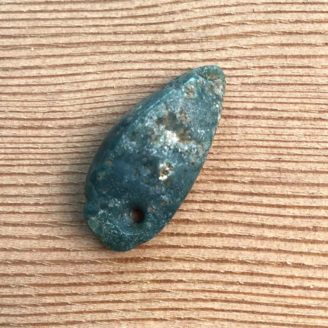 Ancient Pre Columbian Blue Green Jade Pendant Bead combine shipping #18