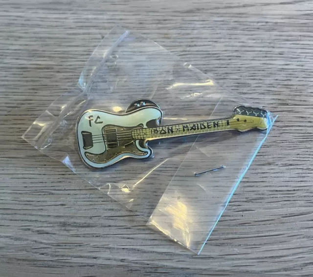 Iron Maiden Fan Club Bass Guitar Pin Badge