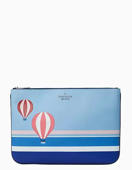 Kate Spade “Up up And Away” Hot Air Balloon Large Zip Pouch