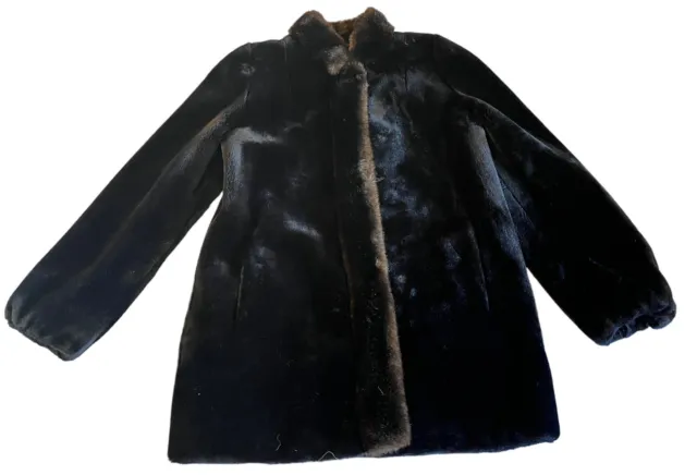 VINTAGE 1960S BLACK/BROWN Jacket Faux Fur Sealane by Hillmoor Toggle ...