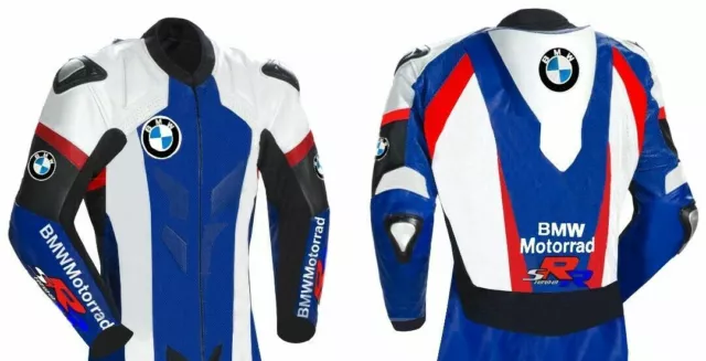 BMW Hommes Moto Motard Balade CE Protecteur Rue Courses Véritable Cuir Veste