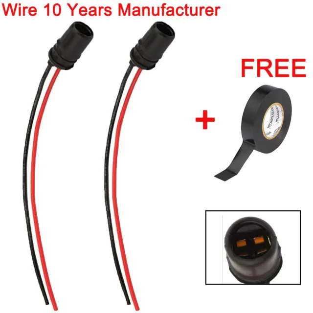 Pair Universal Pigtail Wiring Female Socket W5W Harness License Plate Tag Light