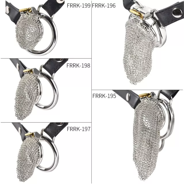 FRRK Stainless Steel Male Chastity Device Hauberk Cage for Men Lock Ring Belt