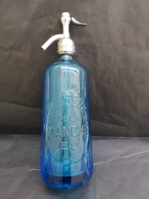 Siphon eau de Seltz Bleu Brasserie de la Manche a EU 76 Seine Maritime TBE