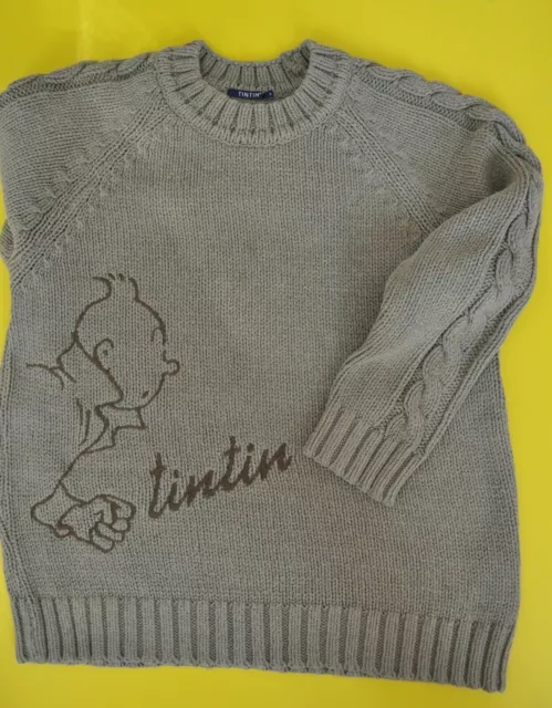 Tintin Pull chaud Vêtement junior 10 ans Habit Mode enfant Hergé Moulinsart TBE