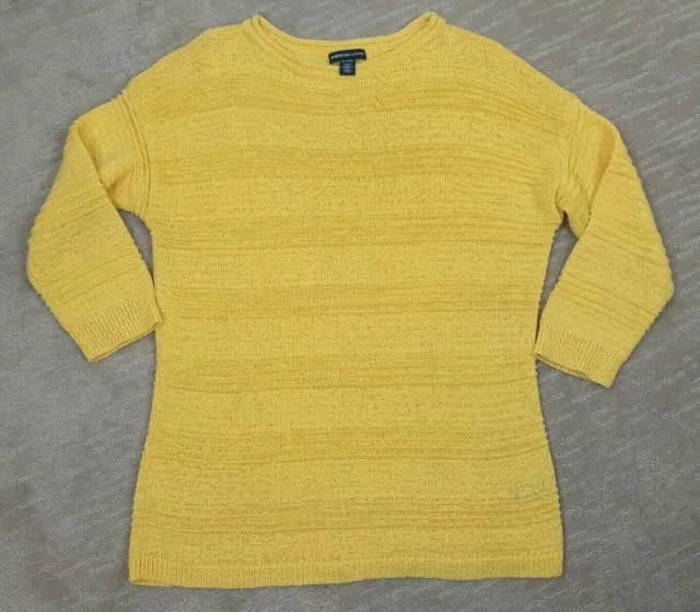 American Living Women’s Yellow Ribbed Knit Pullover Sweater Sz XL Cotton Casual