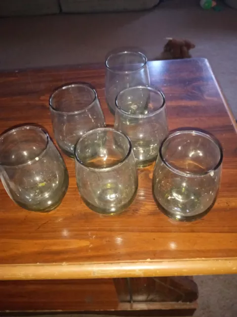 Set of 6 Libbey Tempo Green Drinking Glasses 10 Oz Flat Tumbler 4.5”