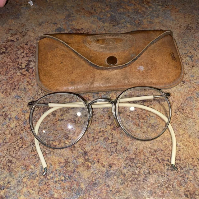 Vtg 🔥American Optical 🔥Safety Goggles With Leather Case Rare🇺🇸