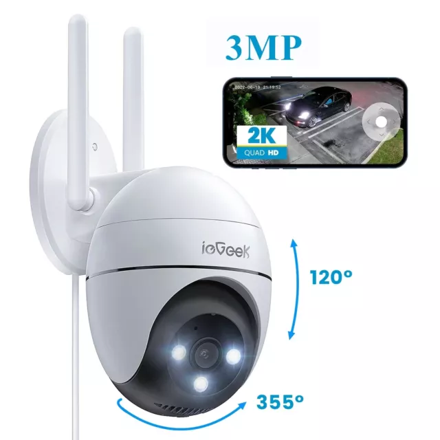 ieGeek Outdoor 2K 360° PTZ Security Camera Wired Home WiFi CCTV System Spotlight