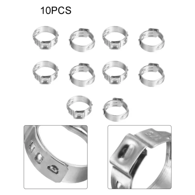 Convenient 10pcs PEX Stainless Steel Clamp Rings for Leak Free Repairs