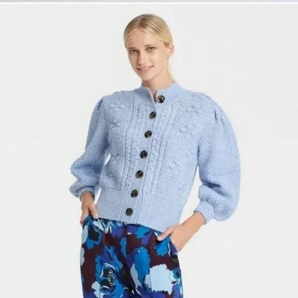 Who What Wear Corydalis Heather Cardigan Sweater Blue
