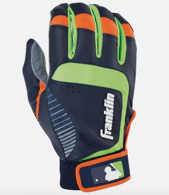 Franklin Shok-Sorb Neo Youth L Batting Gloves Gray/Navy/Lime Size L Pair 2