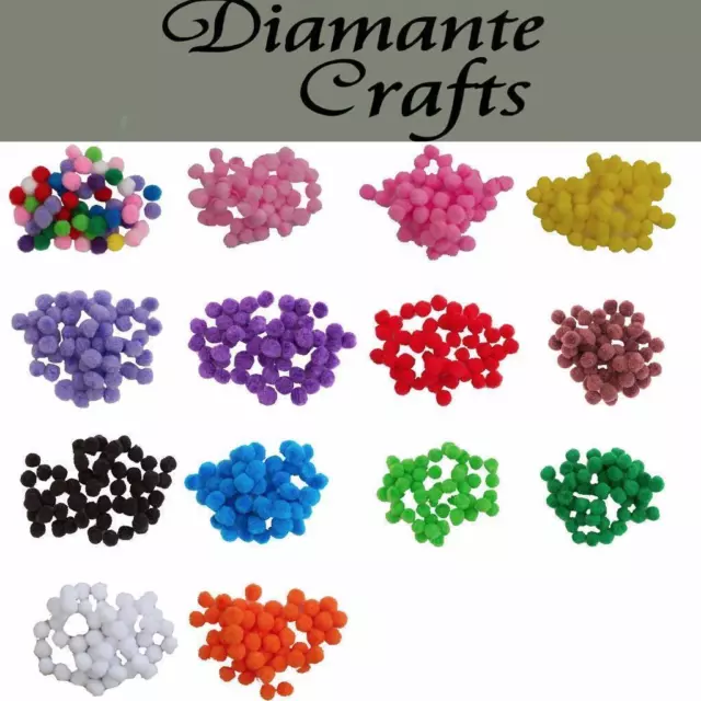 10mm Pom Poms Fluffy Craft - Choose your quantity & colour